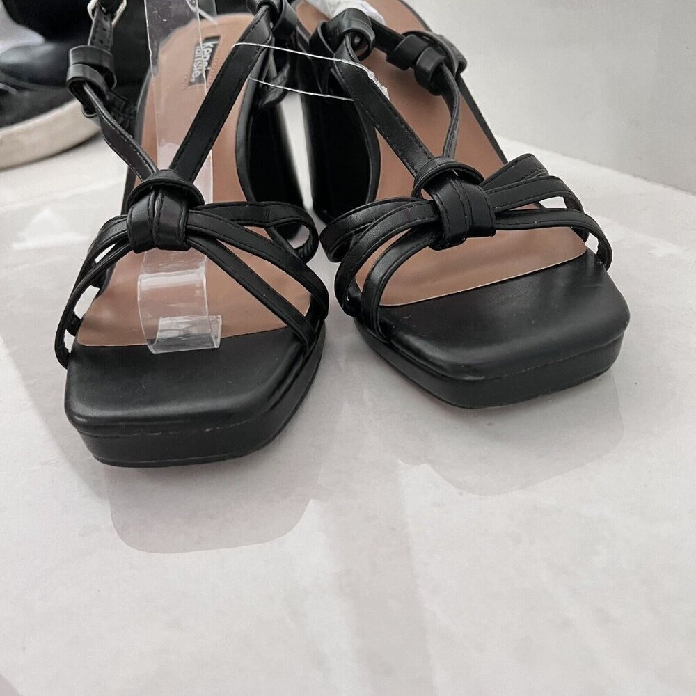Kensie Leilany Strappy Platform Sandals Black Sz. 8.5M block heels faux leather - Picture 9 of 13